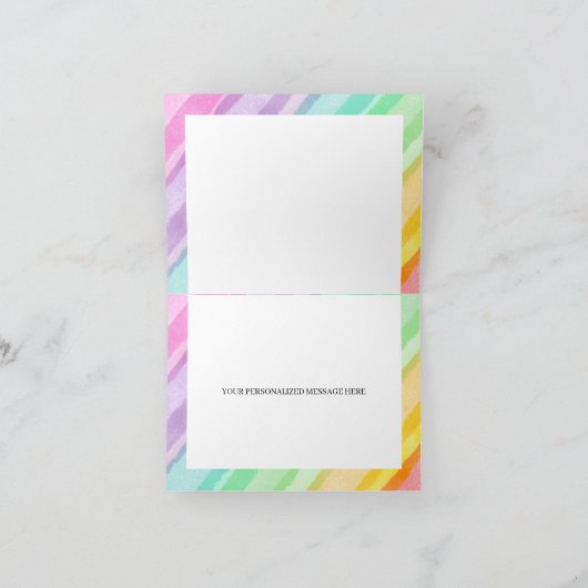 Pastel Rainbow Verjaardag Bedankt Card (Binnen)