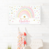 Pastel Rainbow Verjaardag Vinyl Welkom Banner (Insitu)