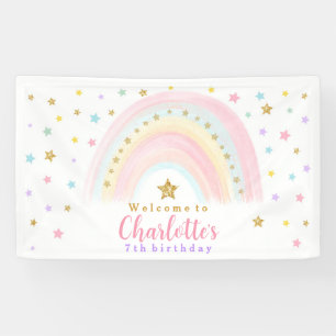 Pastel Rainbow Verjaardag Vinyl Welkom Banner