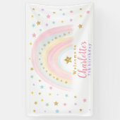 Pastel Rainbow Verjaardag Vinyl Welkom Banner (Verticaal)