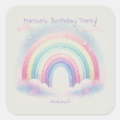 Pastel Rainbow Verjaardagsfeest Plein Stickers (Voorkant)