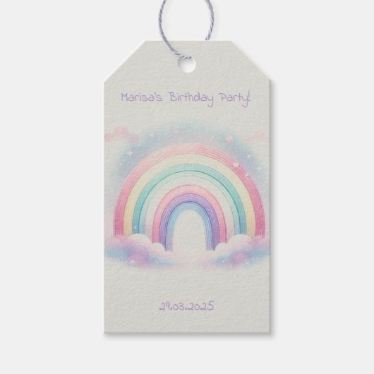 Pastel Rainbow verjaardagsfeestje cadeau Label Cadeaulabel (Voorkant)