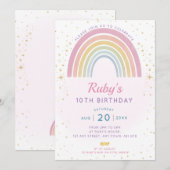 Pastel Rainbow Verjaardagsfeestje Uitnodigen Kaart (Voorkant / Achterkant)