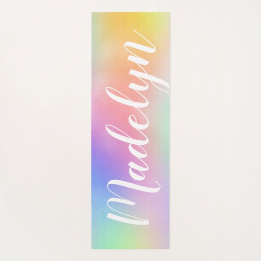 Pastel Rainbow-Waterverf Aangepaste scriptnaam Yogamat (Achterkant)