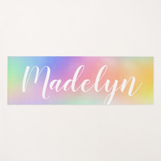 Pastel Rainbow-Waterverf Aangepaste scriptnaam Yogamat (Voorkant (horizontaal))