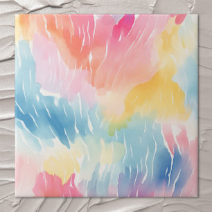 Pastel Rainbow Waterverf Abstract Tegeltje
