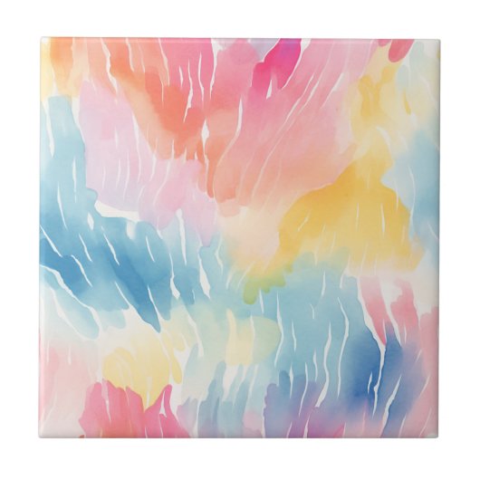 Pastel Rainbow Waterverf Abstract Tegeltje (Voorkant)