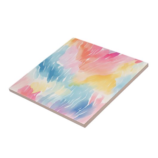 Pastel Rainbow Waterverf Abstract Tegeltje (Zijkant)