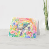 Pastel Rainbow Waterverf Bloemen Zee Schildpad Kaa Feestdagen Kaart (Achterkant)