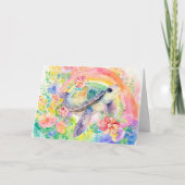Pastel Rainbow Waterverf Bloemen Zee Schildpad Kaa Feestdagen Kaart (Voorkant)