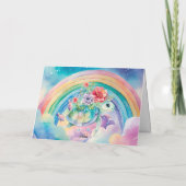 Pastel Rainbow Waterverf Bloemen Zee Schildpad Kaa Feestdagen Kaart (Achterkant)