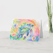 Pastel Rainbow Waterverf Bloemen Zee Schildpad Kaa Feestdagen Kaart (Achterkant)