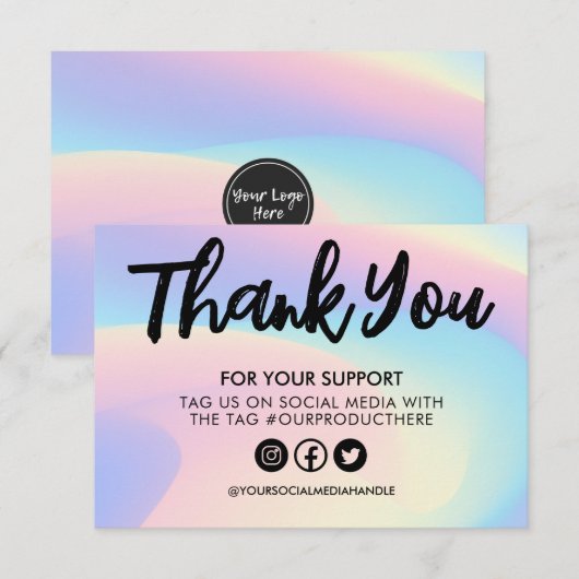 Pastel Rainbow-Waterverf Hartelijk dank voor mediu (Voorkant / Achterkant)