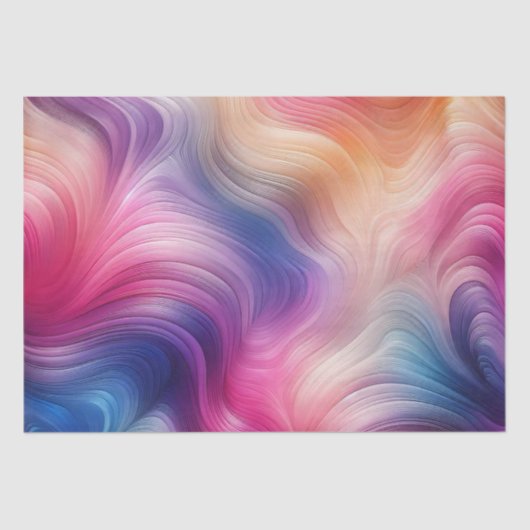 Pastel Rainbow Waterverf Textuur Waves Decoupage Tissuepapier (Voorkant)