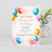 Pastel Rainbow Waterverf Verjaardag Kaart Ontwerp (Staand voorkant)