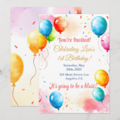 Pastel Rainbow Waterverf Verjaardag Kaart Ontwerp (Voorkant / Achterkant)