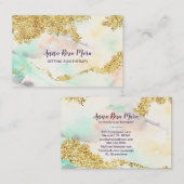 *~* Pastel Rainbow Waterverf Wash Gold Glitter Visitekaartje (Voorkant / Achterkant)
