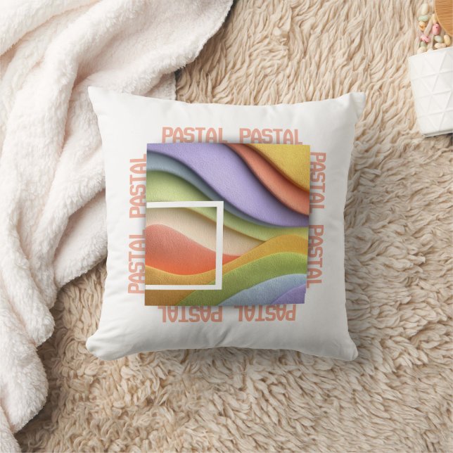 Pastel Rainbow Waves Art Throw Pillow Kussen (Deken)