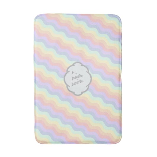 Pastel Rainbow Waves Bath Mat (Voorkant Verticaal)