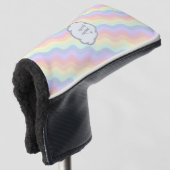 Pastel Rainbow Waves Putter Hoesje Golfheadcover (3/4 voorkant)