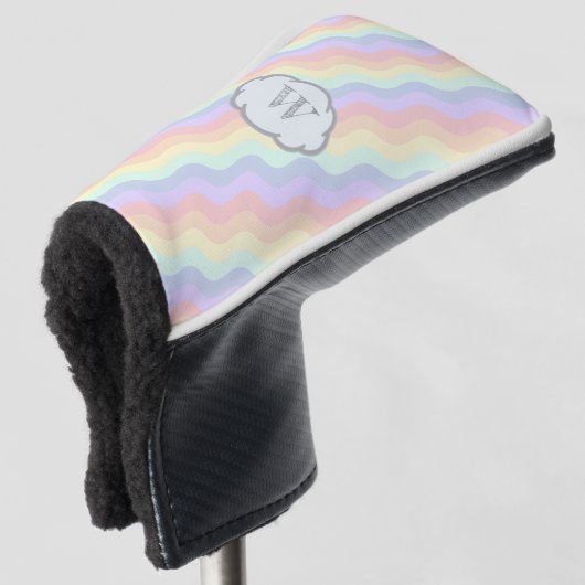 Pastel Rainbow Waves Putter Hoesje Golfheadcover (3/4 voorkant)