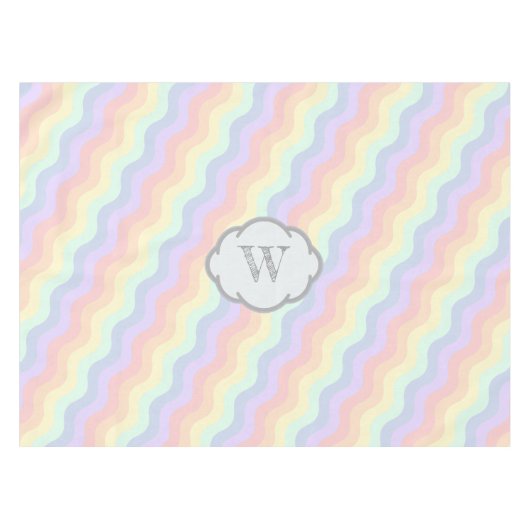Pastel Rainbow Waves Tafelkleed (Voorkant (Horizontaal))