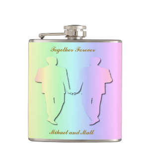 Pastel Rainbow Wedding Hipflask voor homoseksuele Heupfles