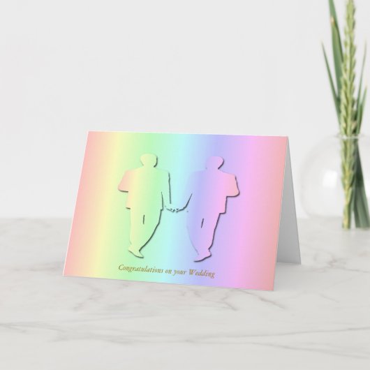 Pastel Rainbow Wedding Kaart voor Gay Mannen (Voorkant)