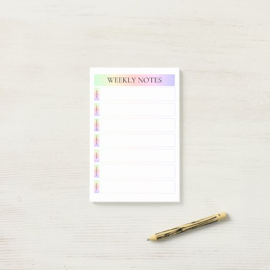 Pastel Rainbow Weekly schrijft dankbaar Post-it® Notes (Op bureau)