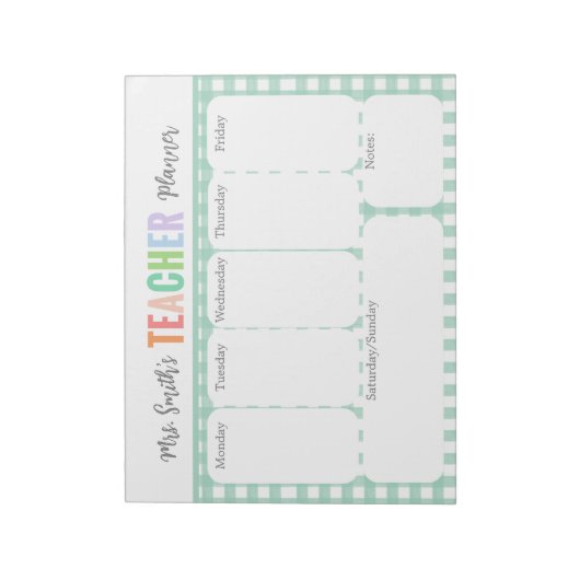 Pastel Rainbow Weekly Teacher Planner Notitieblok (Linkerzijde)