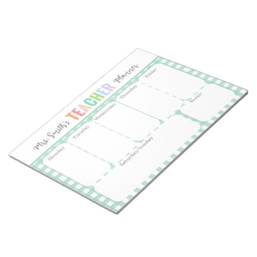 Pastel Rainbow Weekly Teacher Planner Notitieblok (Schuin)