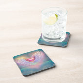 Pastel Rainbow Winged Heart Bier Onderzetter (Rechterzijde)