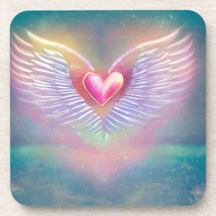 Pastel Rainbow Winged Heart Bier Onderzetter