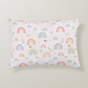 Pastel Rainbows Girly Wildflowers & Hearts Accent Kussen