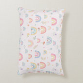 Pastel Rainbows Girly Wildflowers & Hearts Accent Kussen (Achterkant (Verticaal))