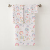 Pastel Rainbows Girly Wildflowers & Hearts Bad Handdoek (Insitu)