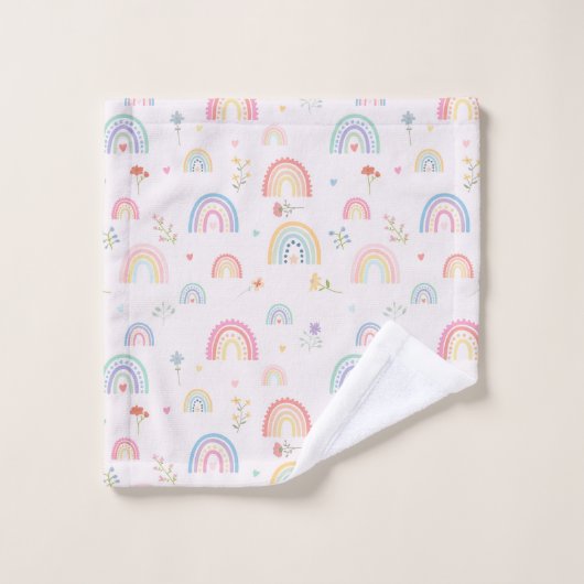 Pastel Rainbows Girly Wildflowers & Hearts Bad Handdoek