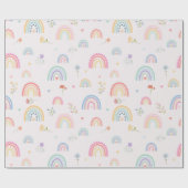 Pastel Rainbows Girly Wildflowers & Hearts Cadeaupapier (Vlak)
