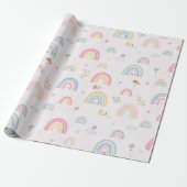 Pastel Rainbows Girly Wildflowers & Hearts Cadeaupapier (Uitgerold)
