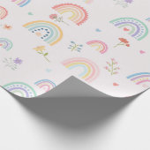 Pastel Rainbows Girly Wildflowers & Hearts Cadeaupapier (Hoek)