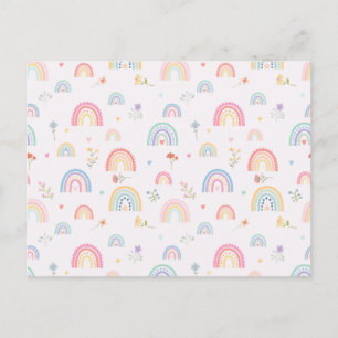 Pastel Rainbows Girly Wildflowers & Hearts Feestdagenkaart