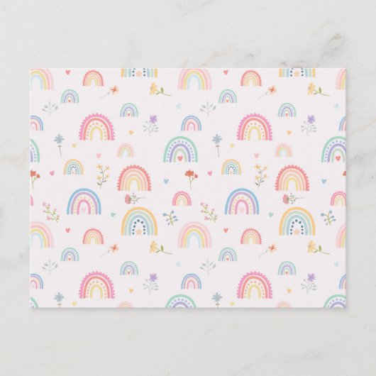 Pastel Rainbows Girly Wildflowers & Hearts Feestdagenkaart (Voorkant)