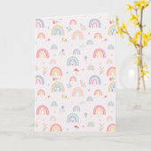 Pastel Rainbows Girly Wildflowers & Hearts Kaart (Gele Bloem)