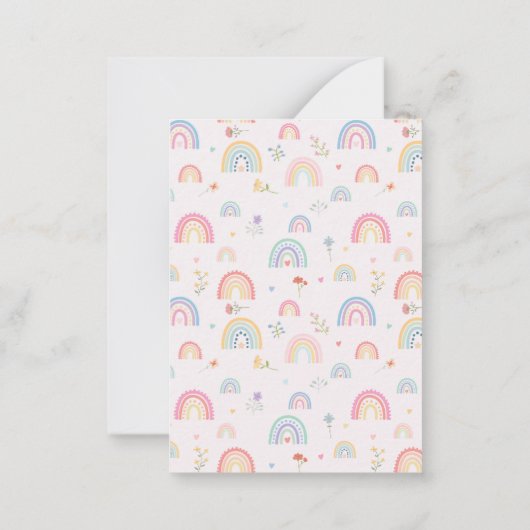 Pastel Rainbows Girly Wildflowers & Hearts Notitiekaartje (Achterkant)