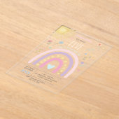 Pastel Rainbows Girly Wildflowers Hearts Verjaarda Acryl Uitnodigingen (Laagn)