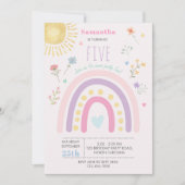 Pastel Rainbows Girly Wildflowers Hearts Verjaarda Kaart (Voorkant)