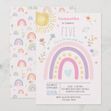 Pastel Rainbows Girly Wildflowers Hearts Verjaarda