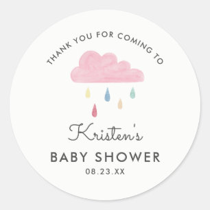 Pastel Raindrops Cloud Baby shower Dank je wel Ronde Sticker