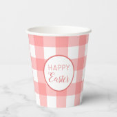 Pastel Raspberry Red Happy Past Patroon Papieren Bekers (Achterkant)