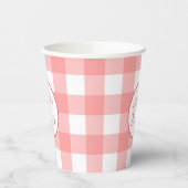 Pastel Raspberry Red Happy Past Patroon Papieren Bekers (Links)